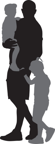 父亲带着年幼的儿子和女儿散步图片下载