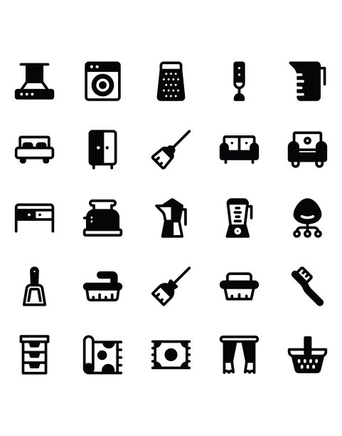 管家图标设置30孤立在白色背景上图片下载