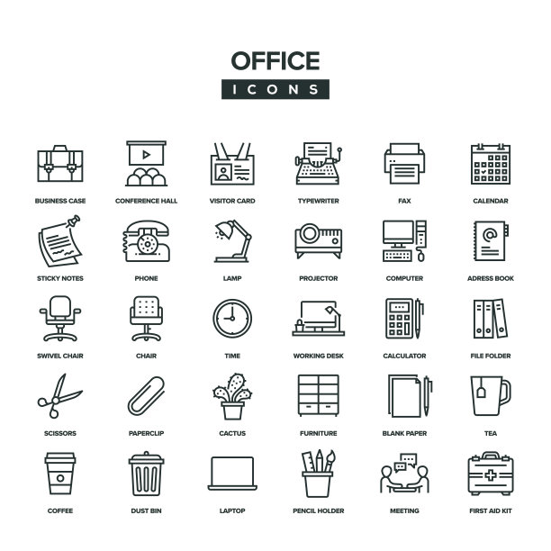 办公线路图标集图片下载