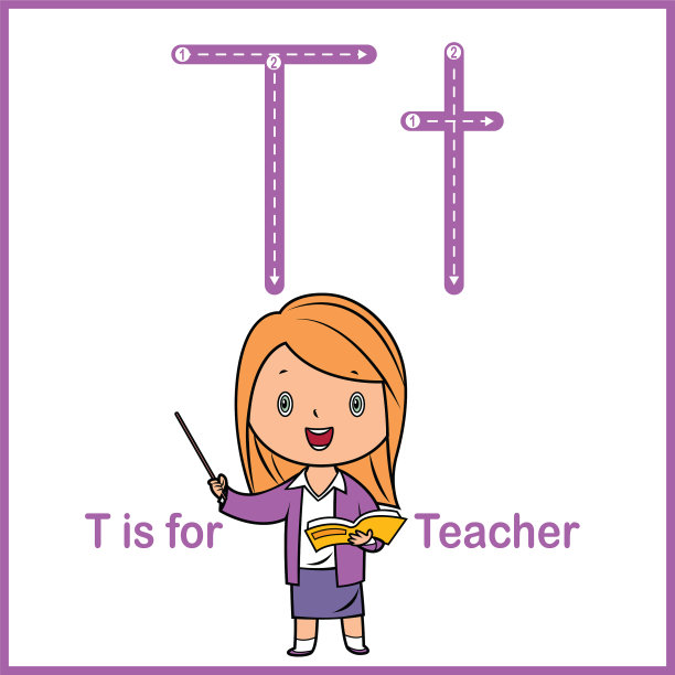 抽认卡上的字母T代表教师矢量插图图片下载