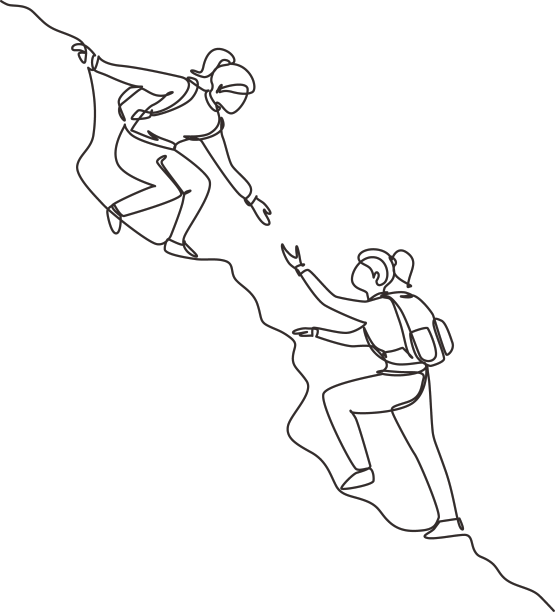 单线一画，两个女人互相帮助图片下载