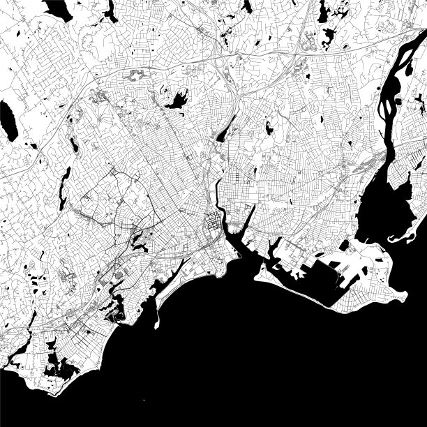 布里奇波特，康涅狄格州，美国矢量地图图片下载