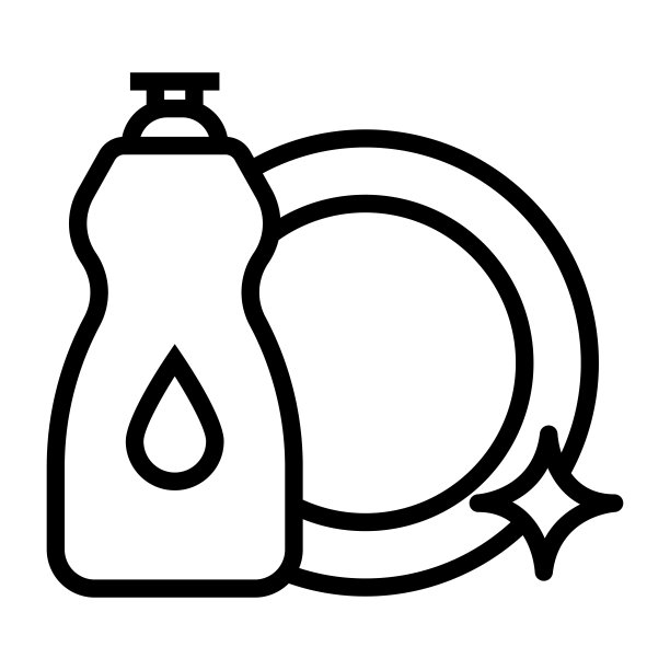 洗碗线图标，轮廓符号矢量插图图片下载