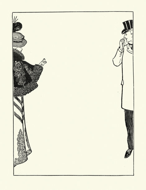 复古插画穿着得体的男人和女人，维多利亚，复制空间19世纪90年代，19世纪时期服装图片下载