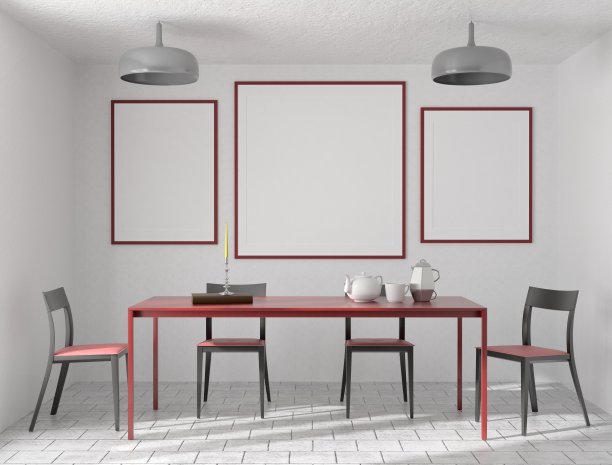 框架3D室内插画，墙面设计现代感十足，空白空间创意十足;图片下载