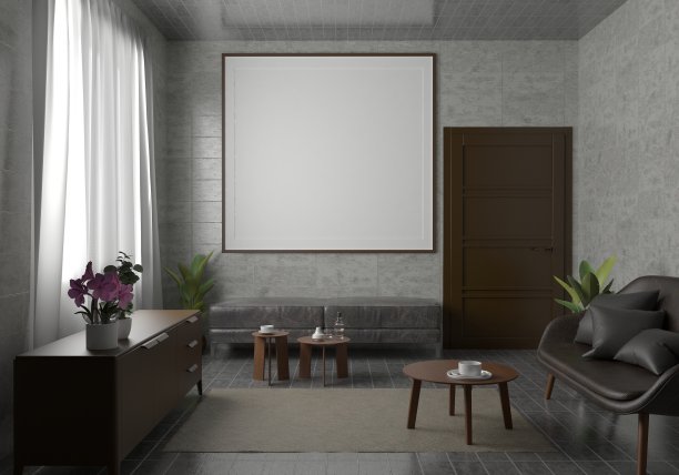 框架3D室内插画，墙面设计现代感十足，空白空间创意十足;图片下载