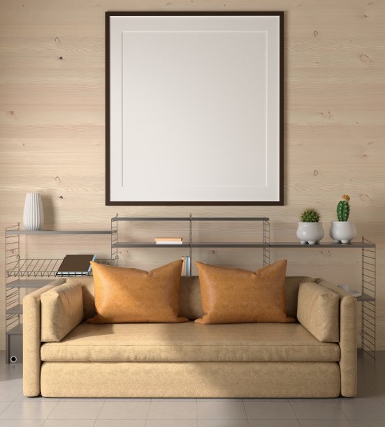 框架3D室内插画，墙面设计现代感十足，空白空间创意十足;图片下载