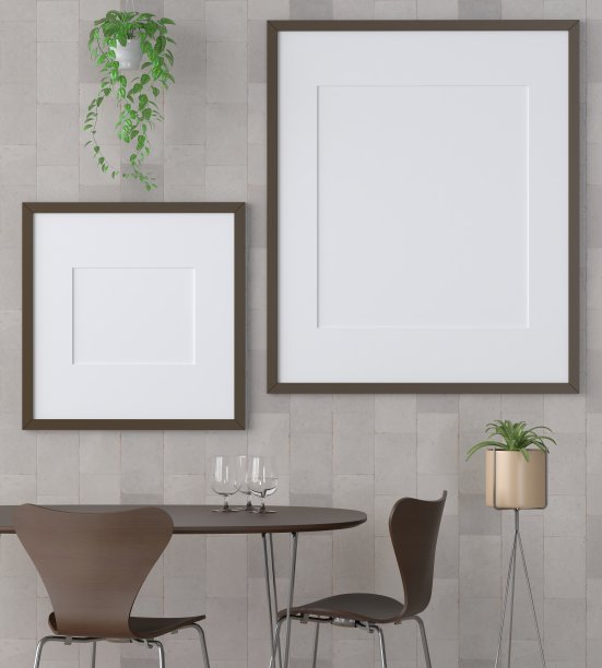 框架3D室内插画，墙面设计现代感十足，空白空间创意十足;图片下载