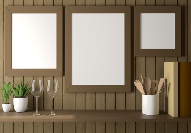 框架3D室内插画，墙面设计现代感十足，空白空间创意十足;图片下载