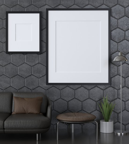 框架3D室内插画，墙面设计现代感十足，空白空间创意十足;图片下载