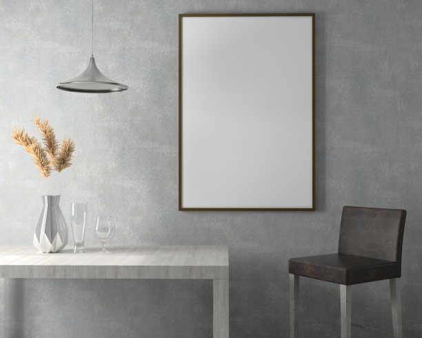 框架3D室内插画，墙面设计现代感十足，空白空间创意十足;图片下载