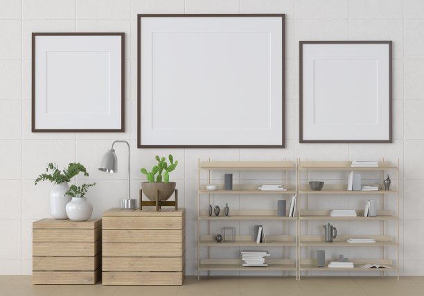 框架3D室内插画，墙面设计现代感十足，空白空间创意十足;图片下载