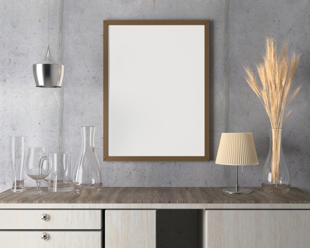 框架3D室内插画，墙面设计现代感十足，空白空间创意十足;图片下载