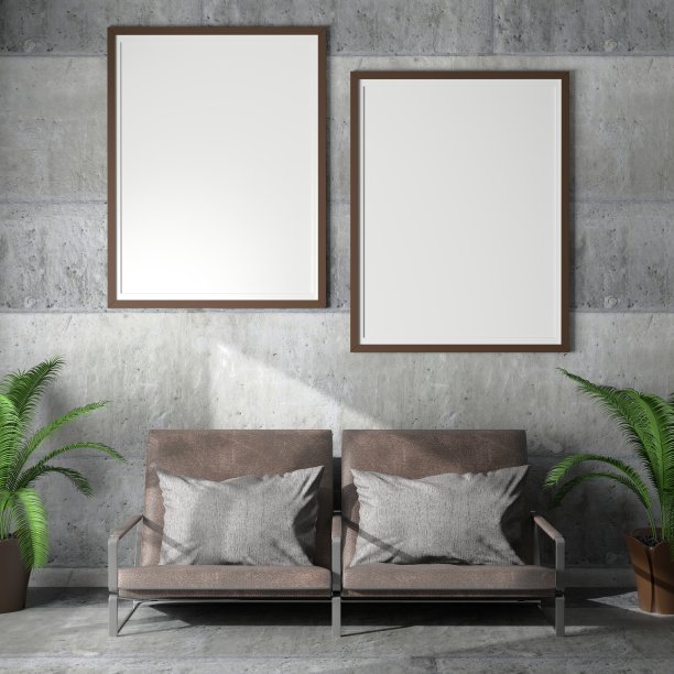 框架3D室内插画，墙面设计现代感十足，空白空间创意十足;图片下载