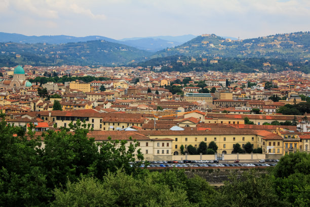 佛罗伦萨的城市景观和天际线全景在夏天的时间。图片下载