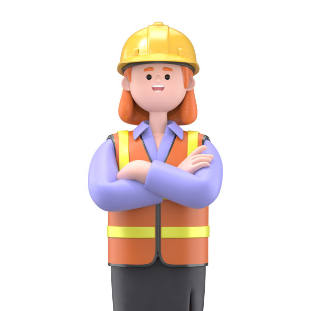 女工程师帕姆双臂交叉的特写肖像。工程师演示剪辑艺术孤立的白色背景。图片下载