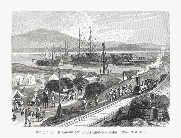 米克劳火车站，横海铁路，木刻，1897年出版图片下载