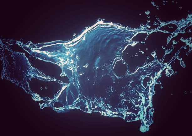 抽象的蓝色水花的三维插图图片下载