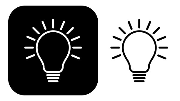 黑色和白色粗体灯泡目标图标图片下载