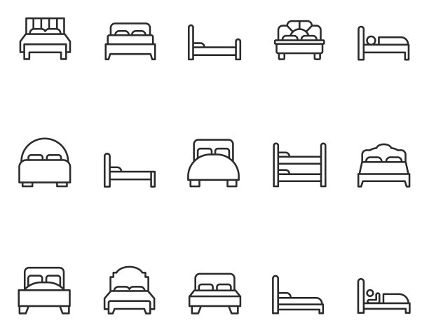 床上的图标集图片下载