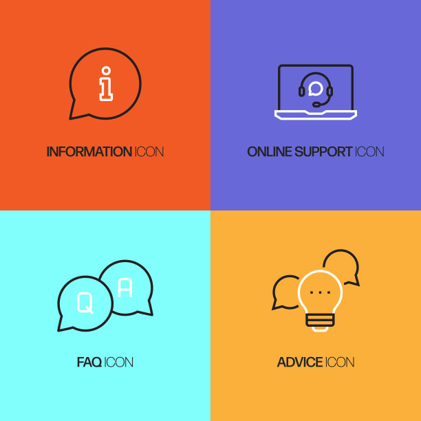 帮助和支持相关的线图标，大纲向量符号插图。图片下载