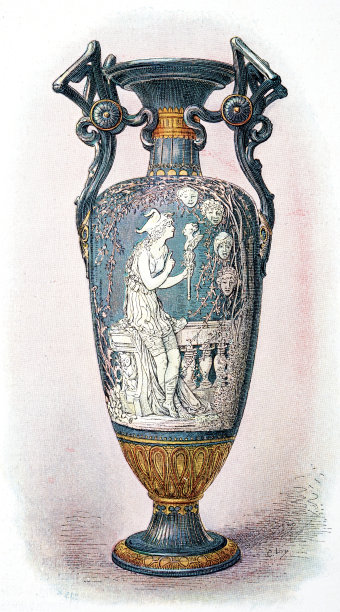 带有画笔浮雕的花瓶:马克-路易斯·伊曼纽尔·梭伦(Marc-Louis Emanuel Solon)装饰的快乐的傻瓜图片下载