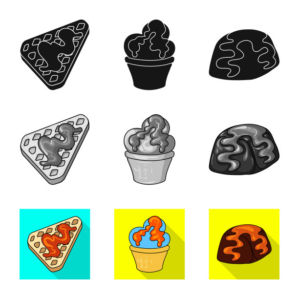 孤立的对象糖果和烹饪图标图片下载