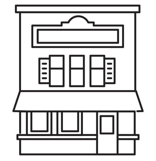 小镇社区建筑餐厅外部细线图标可设置编辑笔画图片下载