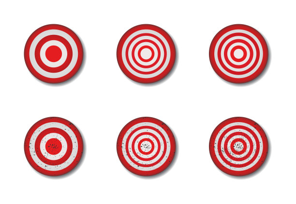 红箭目标设定。红色飞镖瞄准目标。平面向量插图。图片下载