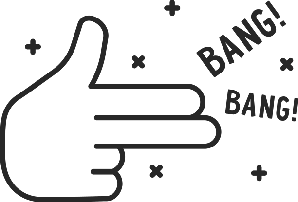 黑色简单的手指枪细线图标图片下载