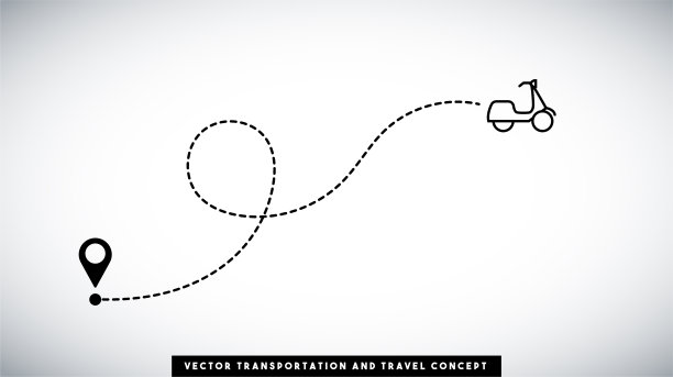 滑板车路线矢量设计。交通和旅行的概念。图片下载