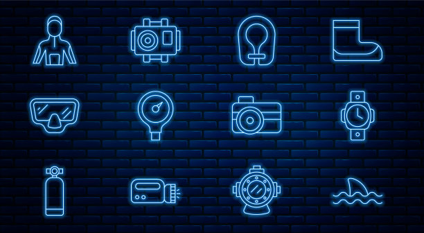 设定线鲨鱼潜水手表救生衣压力表图片下载