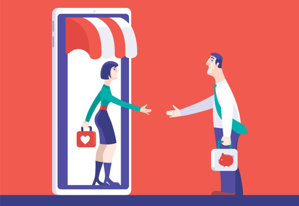 商人用智能手机在网上与女人约会图片下载