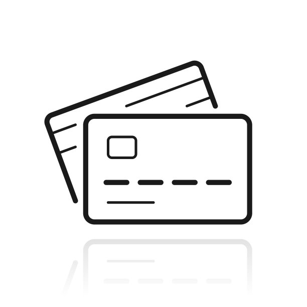 信用卡。白色背景上反射的图标图片下载