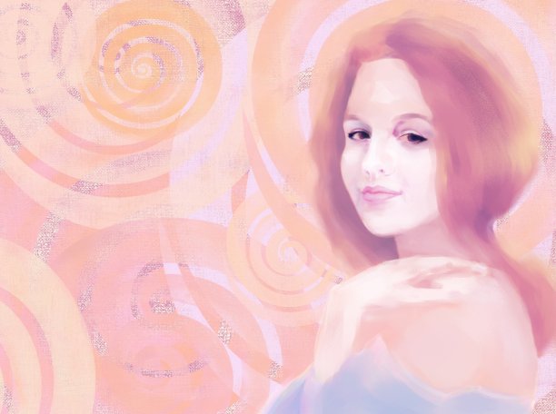 印象派风格的一个女孩的画像图片下载