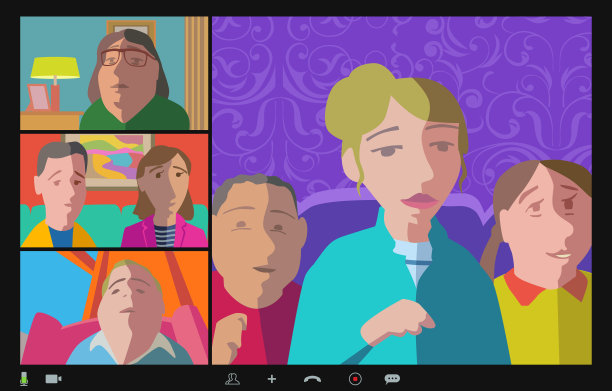 视频会议有趣的字符集图片下载