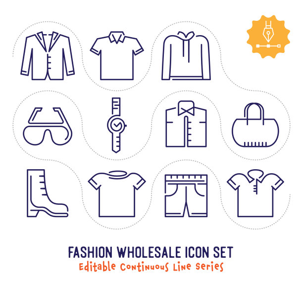 时尚批发可编辑连续线图标包图片下载