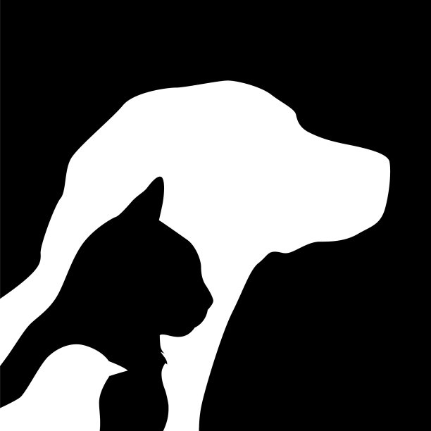 黑白狗猫鸟图标图片下载