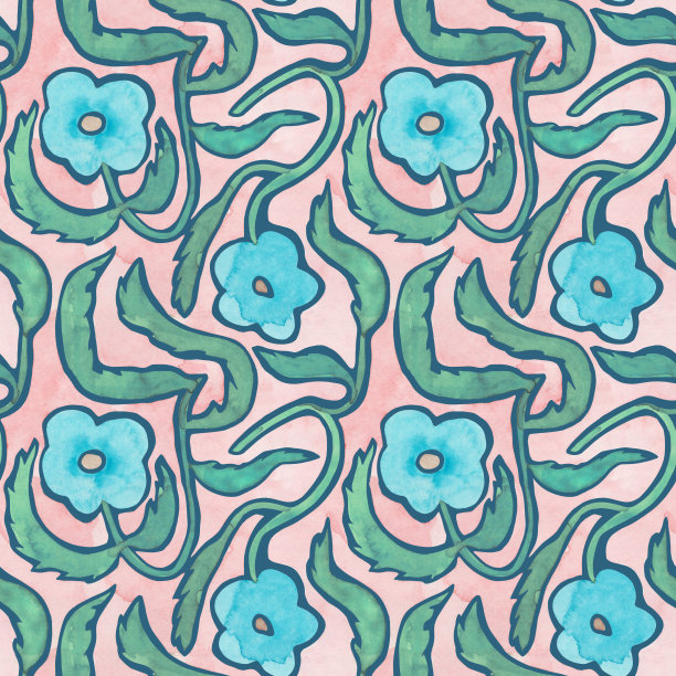 花卉无缝水彩图案在极简风格。手绘的背景简单的花图片下载