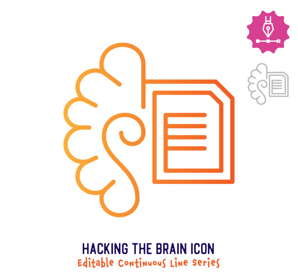 黑客大脑连续线可编辑笔画线图片下载