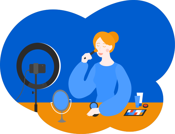 卡通美容博主录制媒体内容图片下载