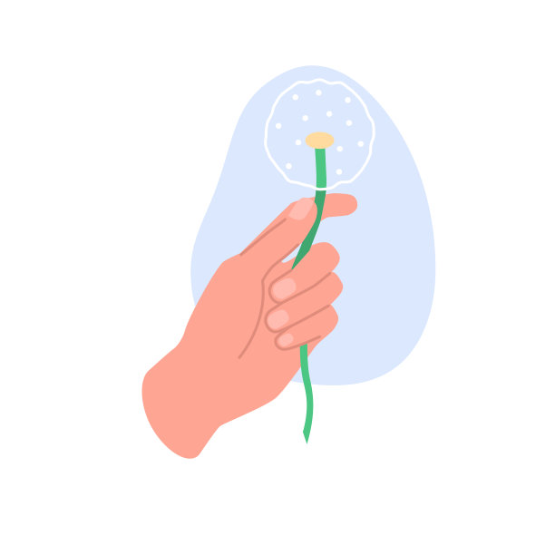 手握蒲公英。图片下载