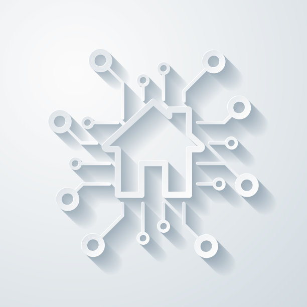 智能家居。空白背景上剪纸效果的图标图片下载