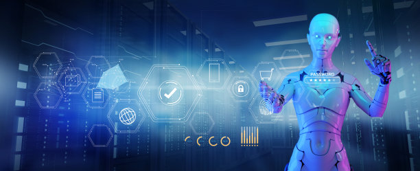网络安全网络犯罪互联网诈骗商业，网络安全平台VPN计算机隐私保护3D AI机器人黑客恶意软件病毒攻击防御，在线网络IoT数字技术图片下载