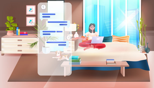 在笔记本社交媒体上使用聊天软件的女人图片下载