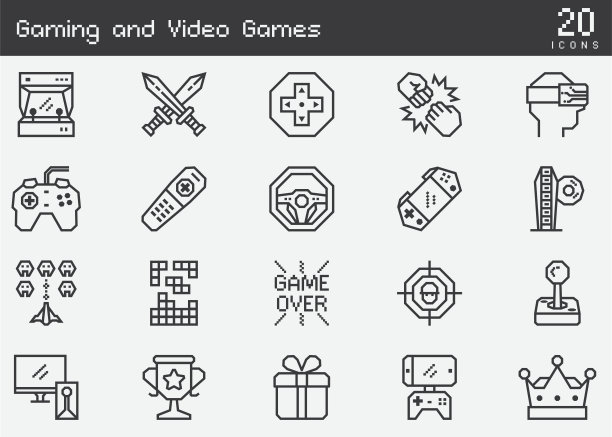 游戏和视频游戏行图标图片下载