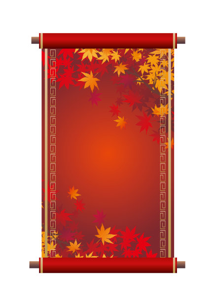 华丽的中国风格的亚洲传统装饰边秋叶图片下载