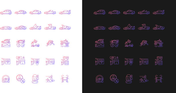 自动赛车渐变图标设置为黑暗和光明图片下载