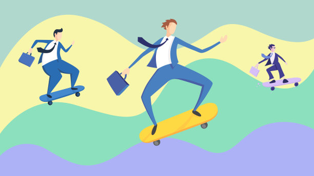 商人与滑板图片下载