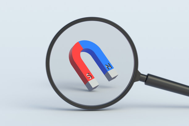 放大镜后面的磁铁。三维渲染图片下载